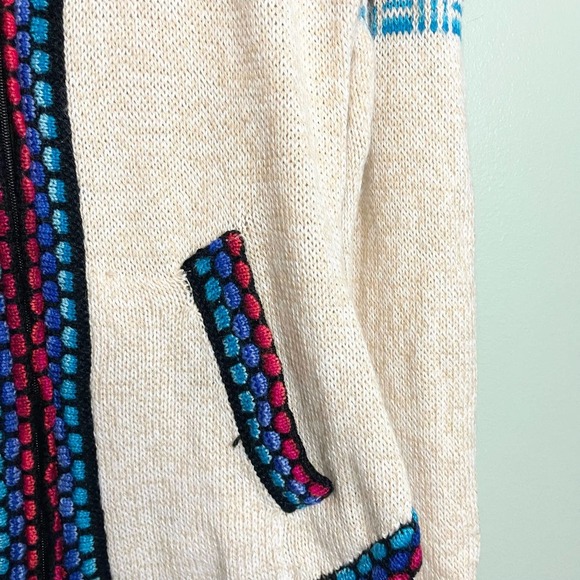 Alpaca Sweater Jacket Llama Soft Hooded cream Zip up Size M - Picture 8 of 10